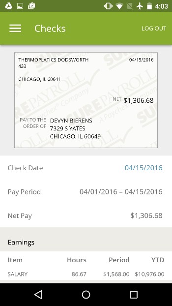 Showing paycheck preview.