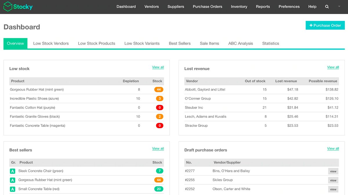 Showing how Shopify has an optional app called stocky.