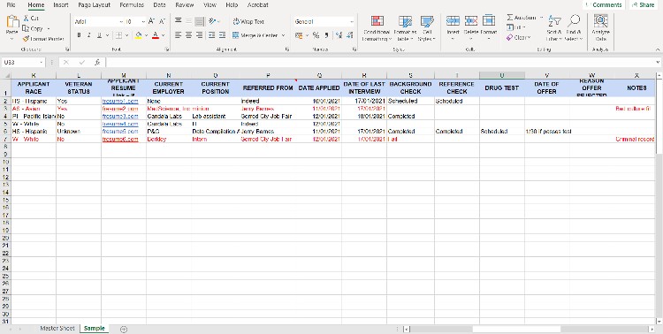 tracking sheet excel template