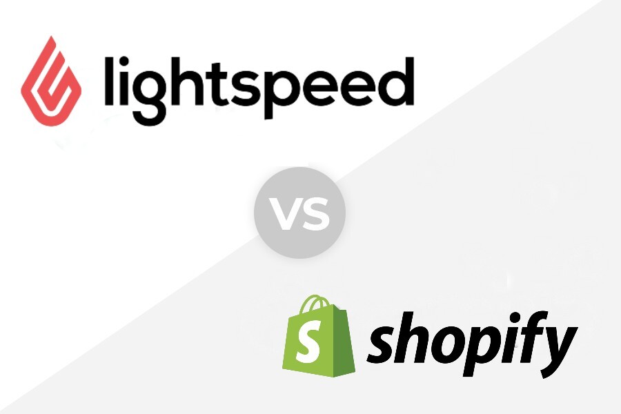 Lightspeed vs Shopify logo.