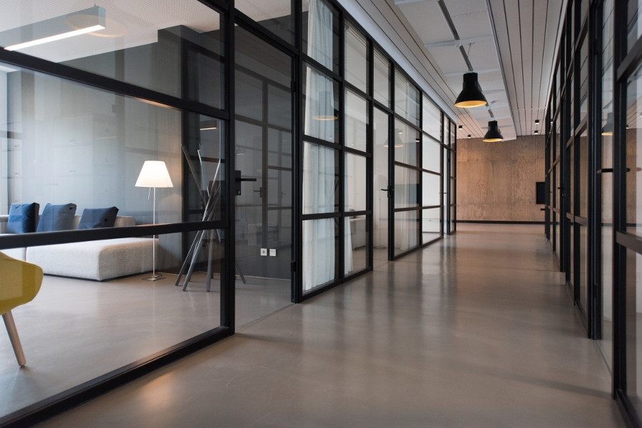 Modern Office with clear glass.