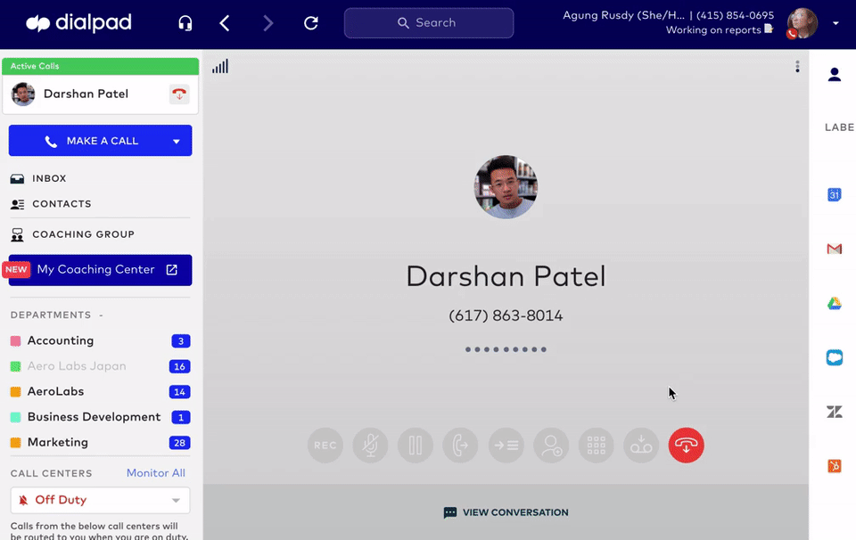 Dialpad’s voicemail drop feature.