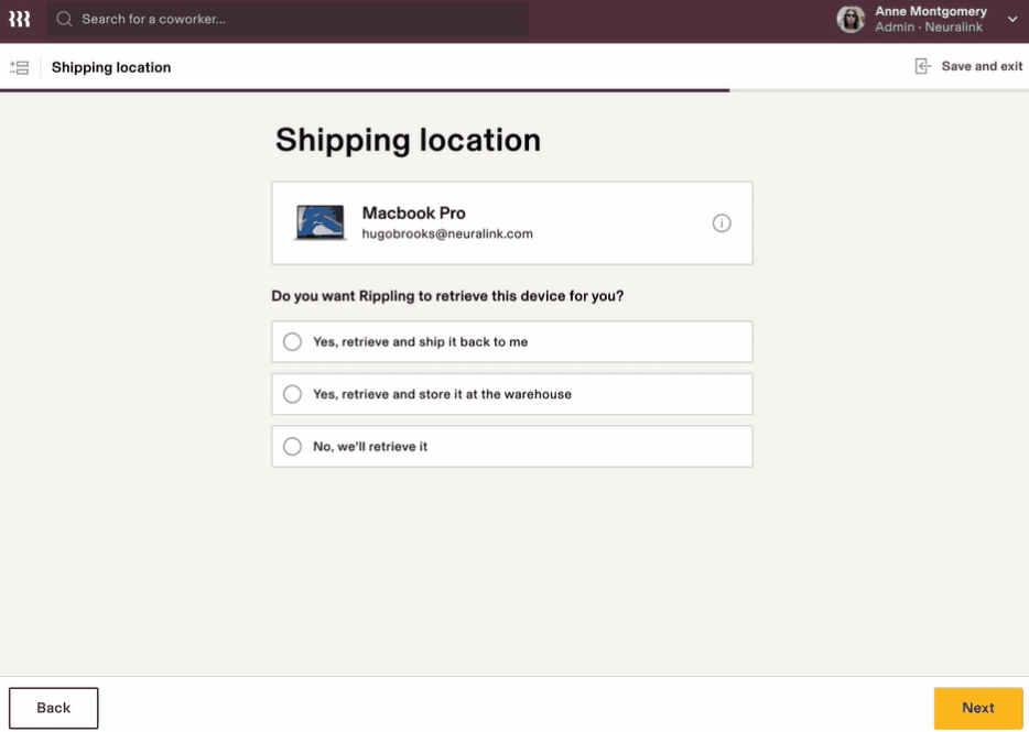Rippling shipping option.