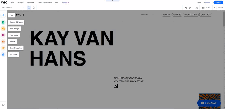 Wix drag and drop editor.