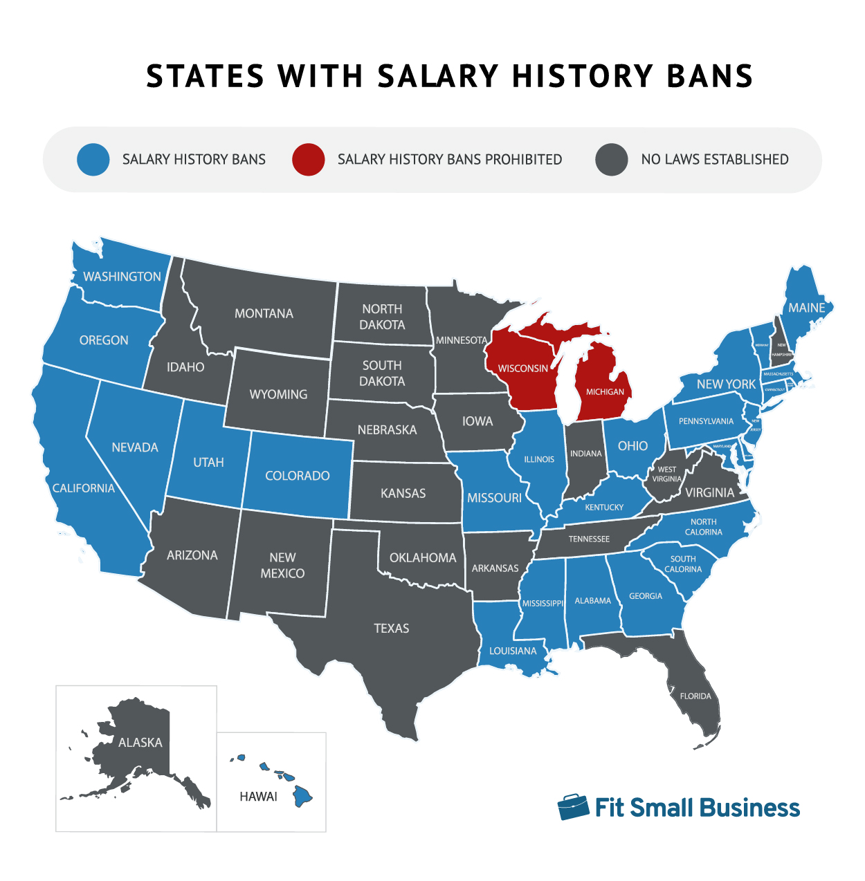 Showing a graphic of states with salary history bans.