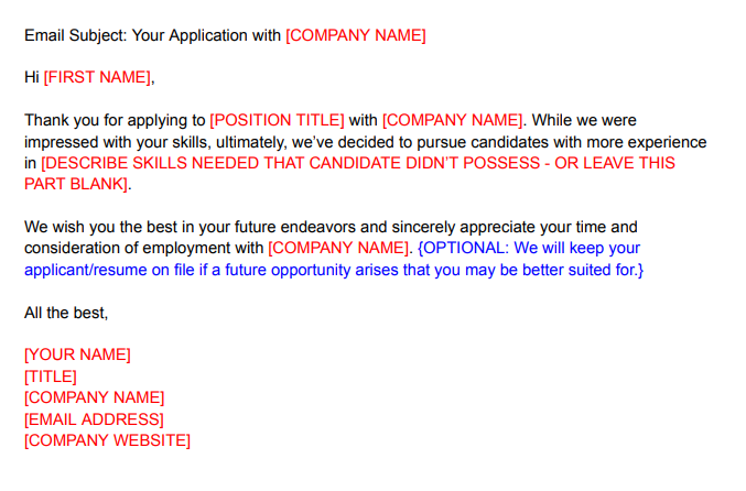 Job Rejection Letter Email Template Thumbnail