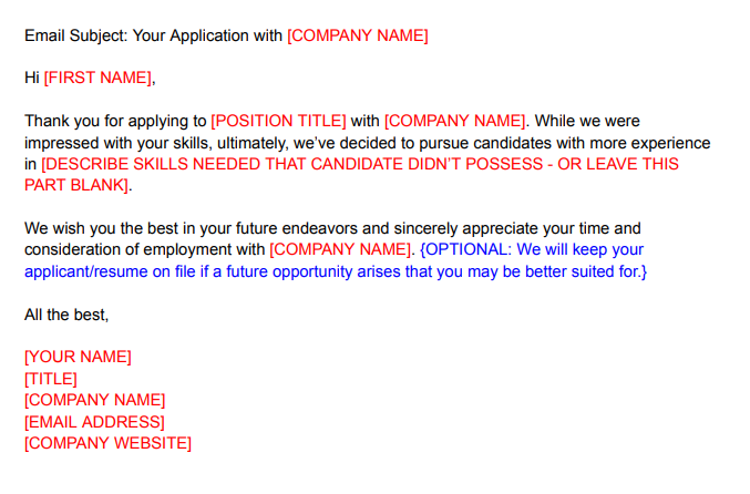 Free Candidate Rejection Email Templates for Recruiters - Recruiterflow Blog