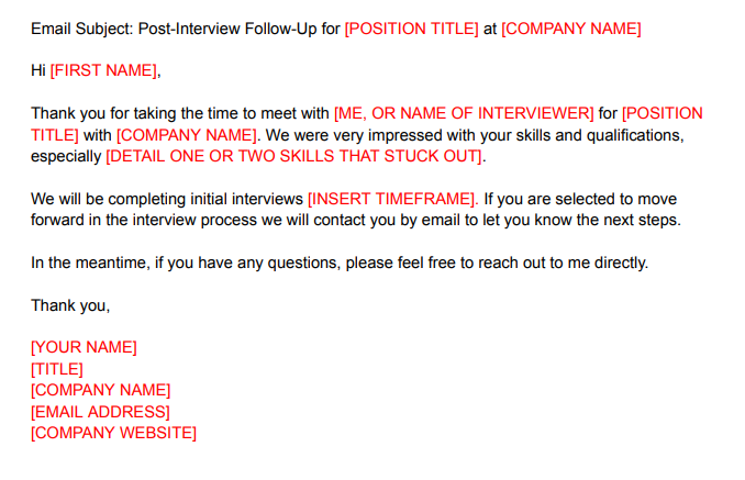 Post-interview Follow-up Email Template Thumbnail
