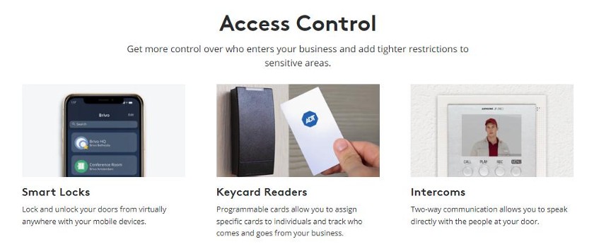 ADT smart lock, keycard reader and intercom.