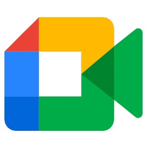 Google Meet logo that links to the Google Meet homepage in a new tab.