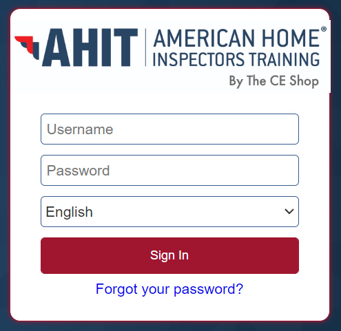 Sign-In form for course in AHIT.
