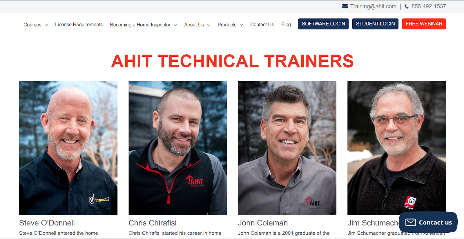 List of AHIT technical trainers.