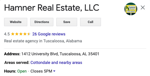 A Google reviews sample of Hamner Real Estate LLC.