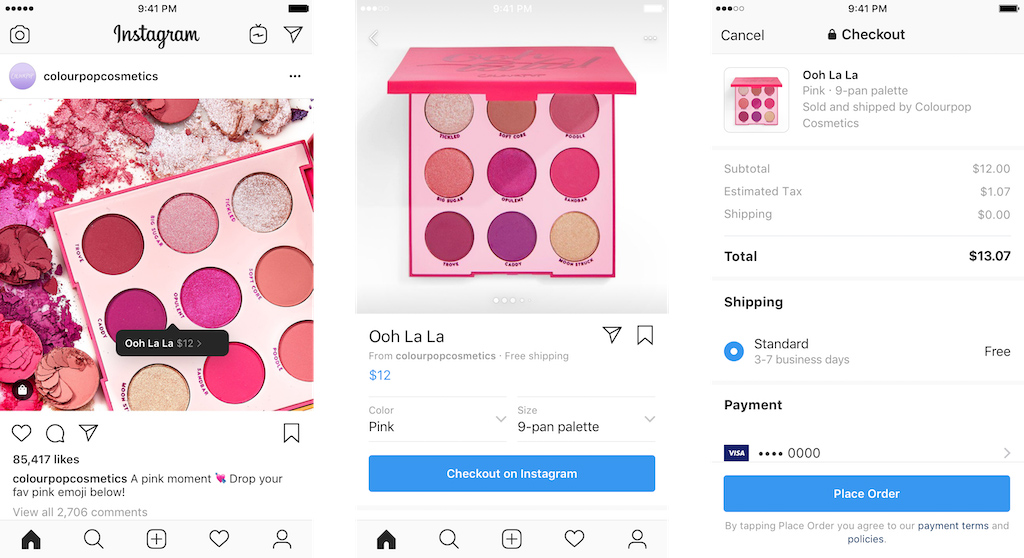 Instagram sample products.