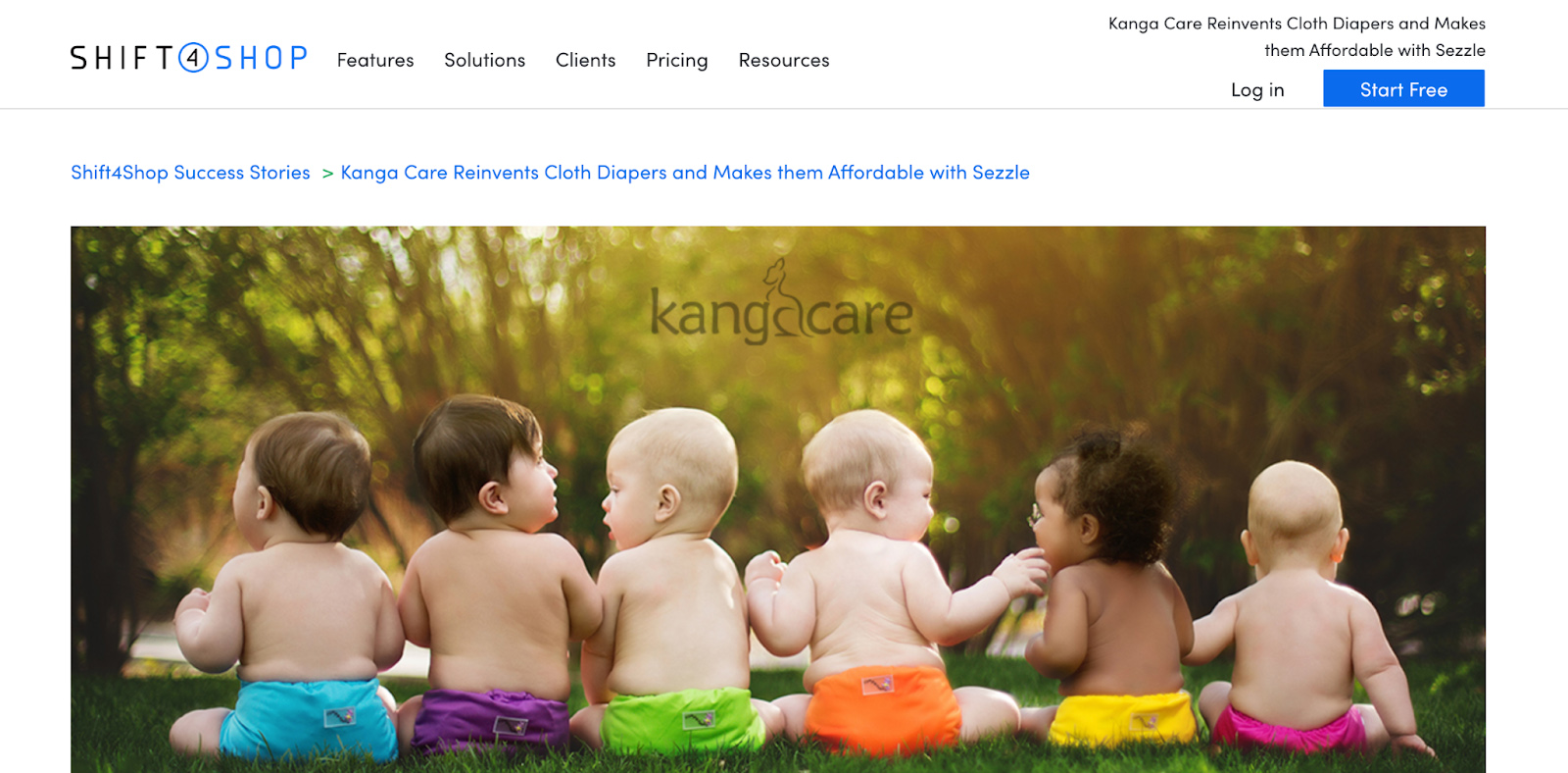 Kanga Care sample website.