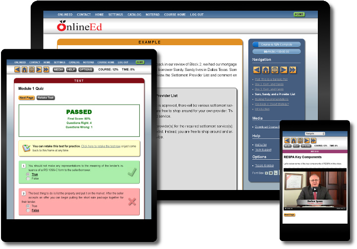 OnlineEd CFPB Compliance Training on computer and mobile view.