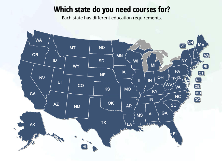 The map showing for a OnlineEd Course Map.