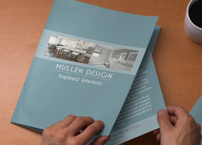 Sample presentation folder for an interior design company.