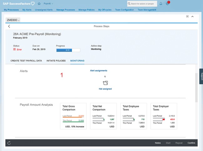 SAP SuccessFactors notify you of errors you need to address before finalizing payroll.