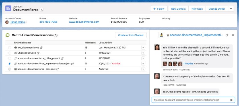 Salesforce Interface with Slack Channel.