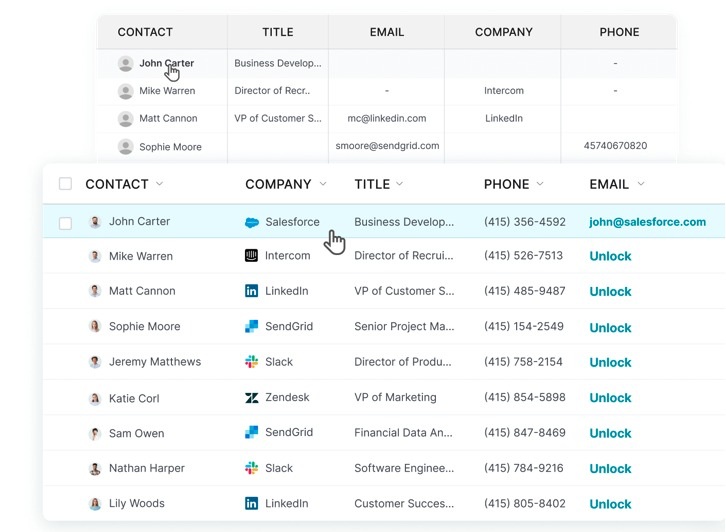 UpLead contact list management.