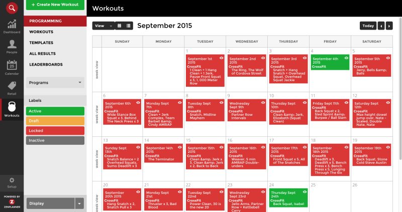 ZenPlanner regimen calendar interface.
