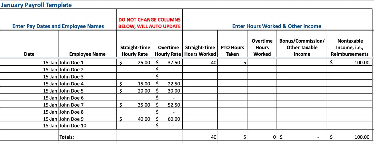 12-month payroll template.