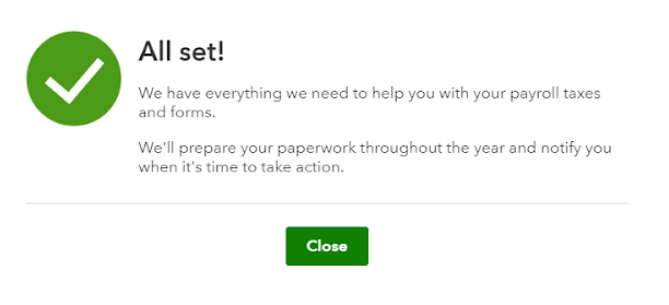 All set with payroll taxes and forms.