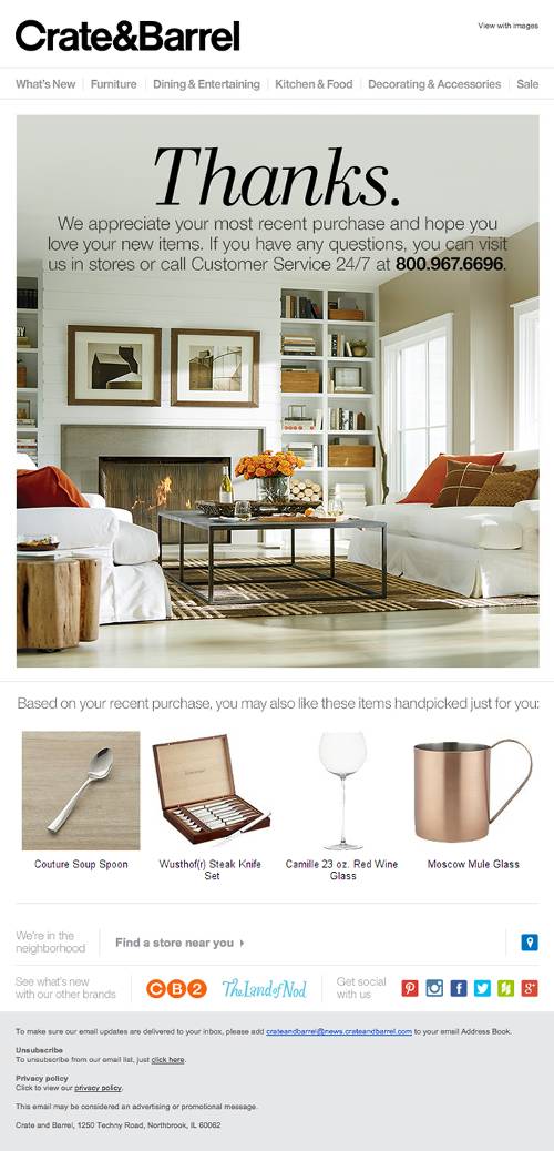 Crate and Barrel page.