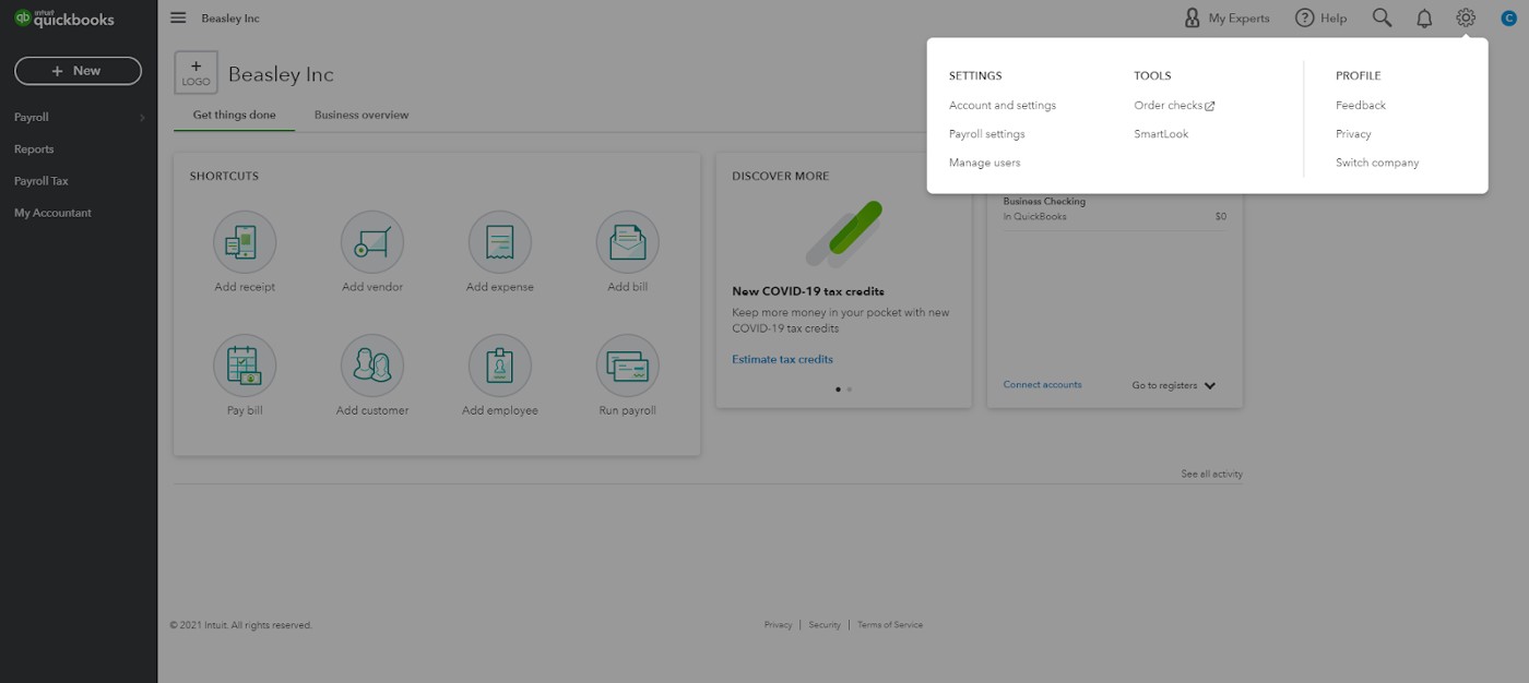 Edit or view payroll taxes and forms.