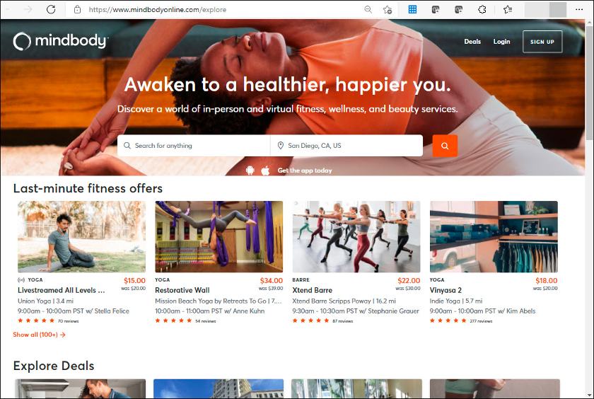 Listing your business and schedule on the MindBody website and app.