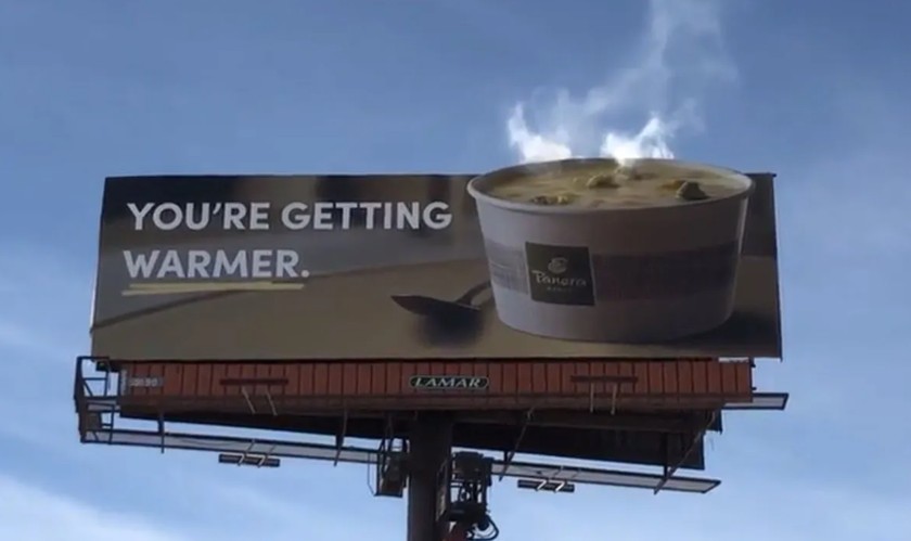 A billboard ad design that says "You're getting warmer." 