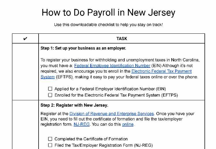 A checklist of how to do payroll in New Jersey.
