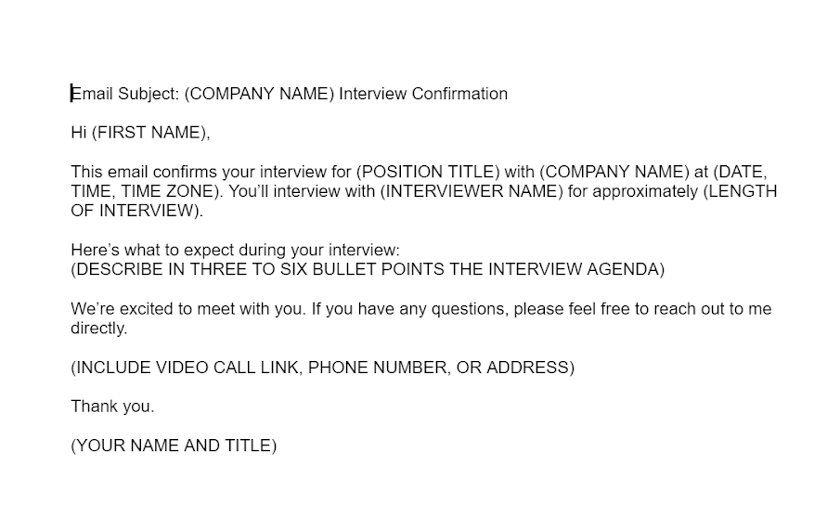 Interview confirmation email template.