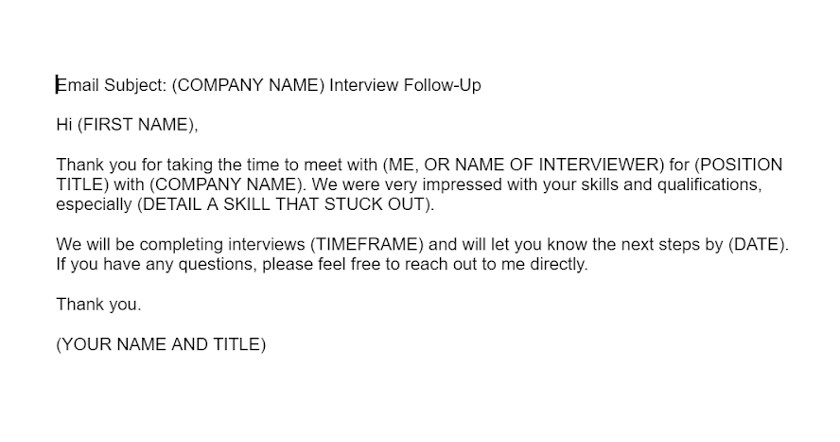 Interview follow-up email template.