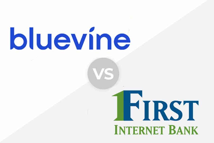 Bluevine and First Internet Bank logo.