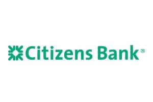 Logo of Citizens Bank in white background.