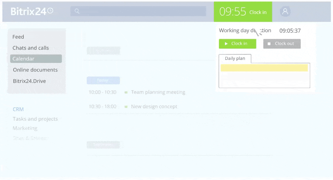 Bitrix24 HR automation system allows you to monitor employees' activities.