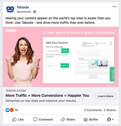B2B Facebook Ad Example from Taboola