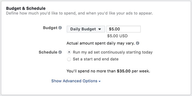 Choose a schedule for your ads that fits your budget.