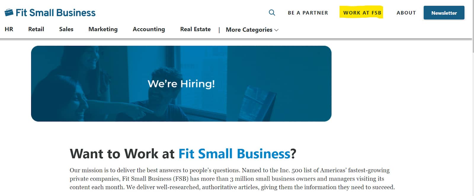 Fit Small Business career page.