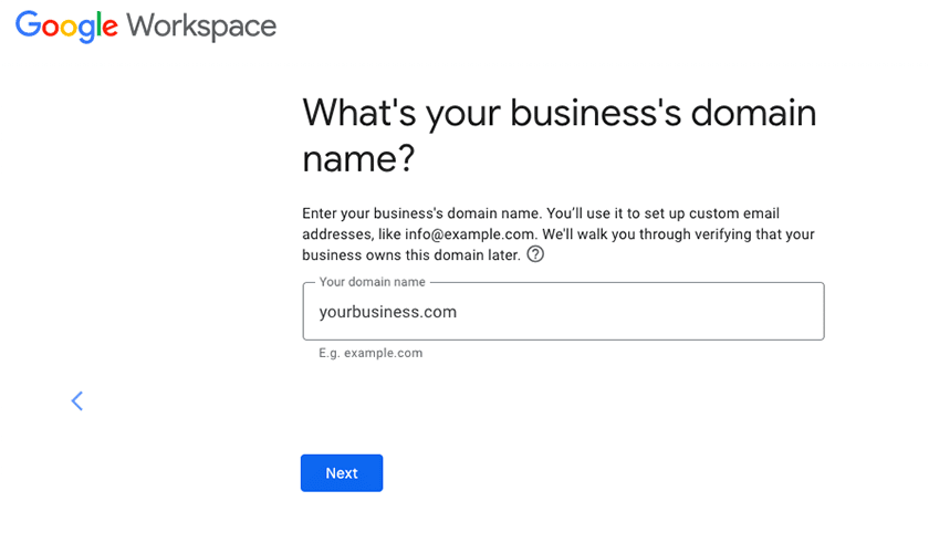 Google Workspace verify existing domain.