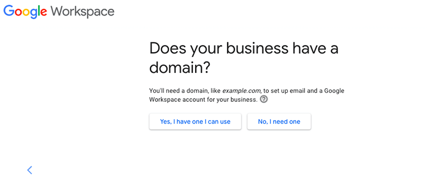 Google Workspace setting up domain name.
