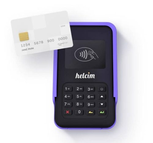 The Helcim 3-in-1 card reader is equipped with a PIN pad.