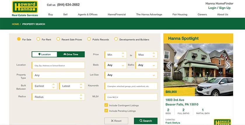 Howard Hanna Real Estate Services property search.