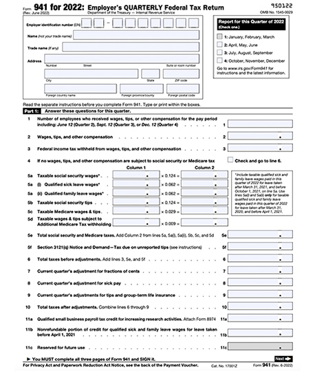 IRS Form 941.