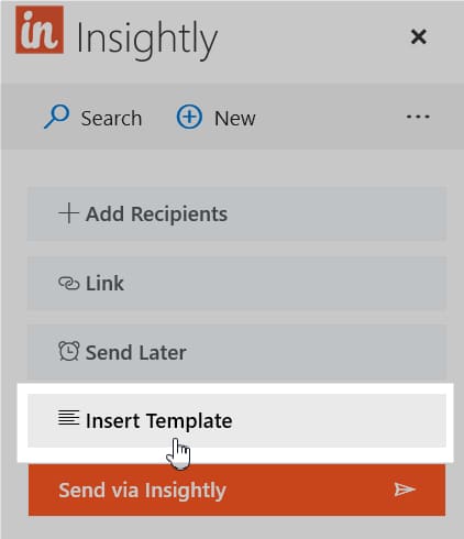 Inserting template in Insightly.