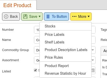 Printing barcode labels for packages and shelving from from the KORONA back office dashboard.