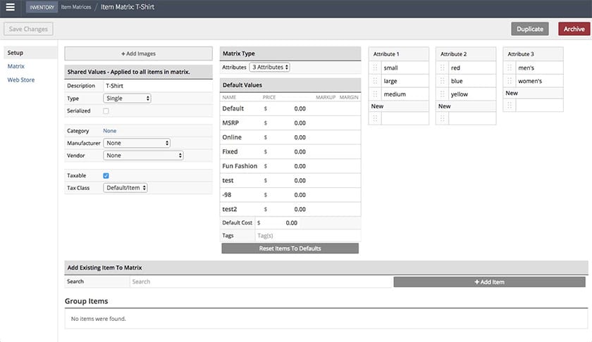 Lightspeed inventory dashboard.