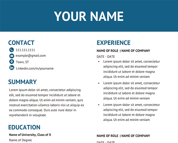 Resume template A.